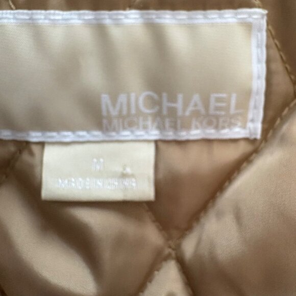 Michael Kors Tan Quilted Jacket W/ Sherpa Collar Zip Closure Womens Size M - Picture 5 of 16